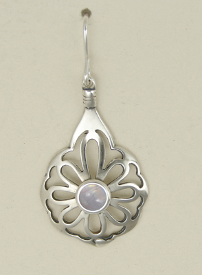 Sterling Silver Drop Dangle Flower Earrings With Rainbow Moonstone